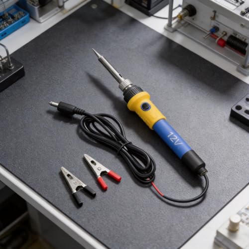 60W 12V DC Soldering Iron with Car for battery Clips - Portable Ceramic Heater for Auto Wiring & Outdoor Repair, Fast Heat-Up Silicone Grip