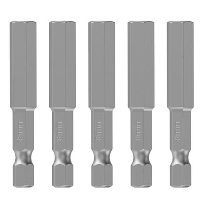 5 Pcs H8 S2 Steel Hex Bit, 8mm, 50mm Length, 1/4" Shank | Magnetic Hex Allen Wrench Screwdriver Bit, 1/4" Hex Shank, Impact Driver Bit for Furniture, Auto Repair & DIY - size: H8, style: 50mm