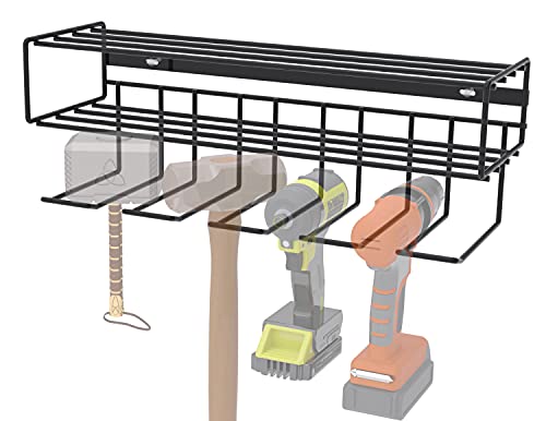 c2M Heavy Duty Floating Tool Shelf & Organizer | Wall Mounted Garage Storage Rack, 100# Weight Limit, Compact Steel Design | Perfect for Father's Day | Black (C2M5032P)