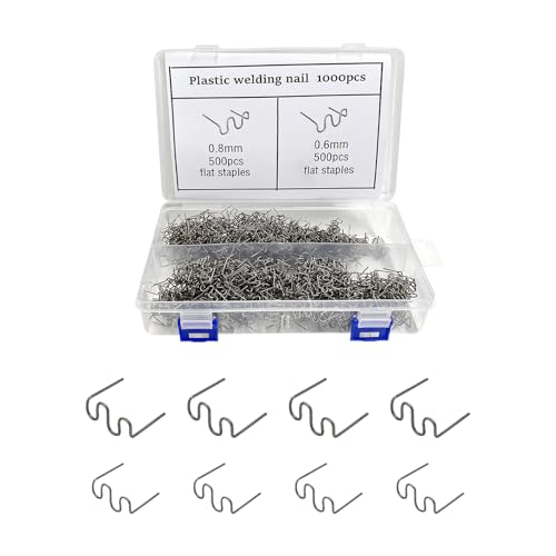 1000 PCS Hot Staples Welding Rods, 0.6mm & 0.8mm Hot Staple Welding Wire with Storage Box, Wave Shape Plastic Welder Staple Replacements for Repair Dashboards Lamp Holders - color: 1000pcs