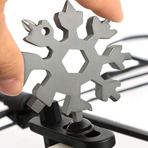 18-in-1 Snowflake Multi Tool,Function Stainless Steel Bottle Opener/Wrench, Flat Cross Screwdriver Kit Snowflake, Outdoor Durable and Portable，Great Gift for Mens (silvery)