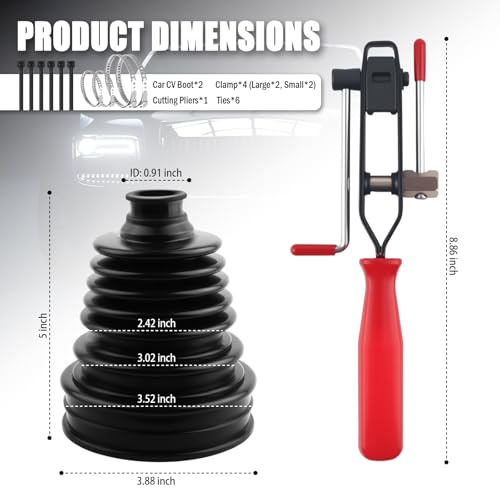 2PCS Thick Silicone Car CV Boot Repair Kit with CV Boot Clamp Tool for 2.42"/3.02"/3.52" Calibers,Cuttable CVs Axle Boots Repair Kit for Dust Protection,Upgraded CVs Joint Boots Kits