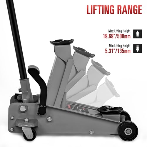 Nilight 3 Ton Floor Jack, Heavy-Duty Steel Car Service Jack with Quick Lift Pump, 5.31"-19.69" Lifting Range - style: Single Pump