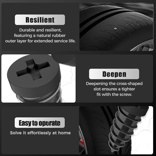 Tire Repair Rubber Nails Kit, Tire Repair Nails Kit with Box and Screwdriver Fast Self-Service Tire Repair Tools for Cars, Truck, Tractor, Black (40, Mix) - size: MIX