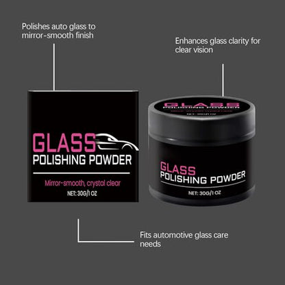 Glass Polishing Powder Window Cleaner | 30g Glass Polishing Compound with Sponge for Automotive Vehicle Cars SUV Van Truck RV Restoration