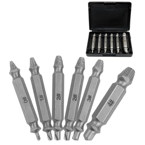 Waziaqoc 6PCS Damaged Screw Extractor Set | Remover for Stripped Screws Nuts & Bolts, Drill Bit Tools for Easy Removal of Rusty & Broken Hardware
