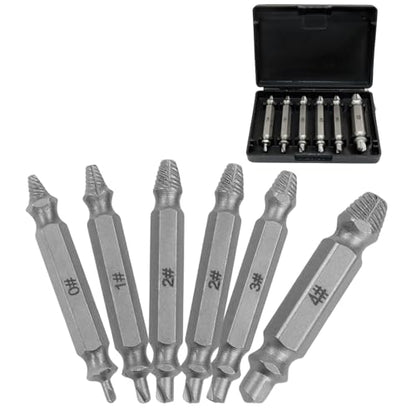 Waziaqoc 6PCS Damaged Screw Extractor Set | Remover for Stripped Screws Nuts & Bolts, Drill Bit Tools for Easy Removal of Rusty & Broken Hardware