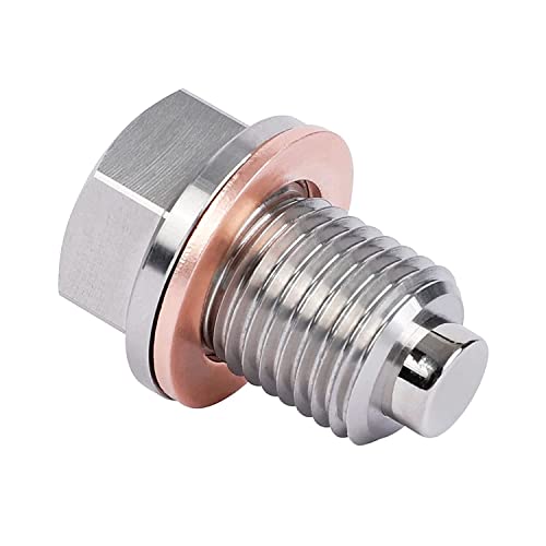 M14 x 1.5 Magnetic Oil Drain Plug, Stainless Steel Oil Drain Plug with Copper Crush Washer Replacement for Ford, GM, Hyundai, KIA and Accord, CRV, Civic, Pilot, Fit, Odyssey - color: M14 x 1.5 Oil Drain Plug