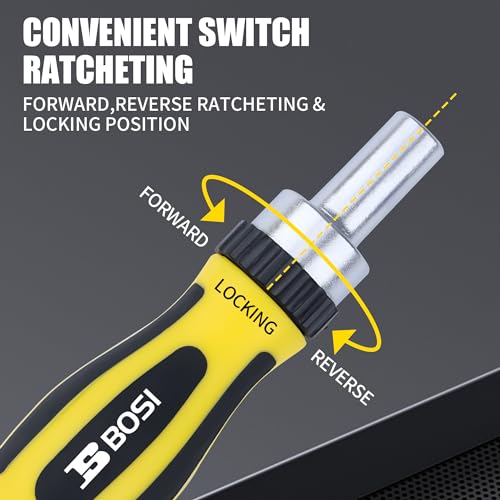 BOSI TOOLS Ratchet Screwdriver Set 41 Pieces Socket Set Magnetic Screwdriver Bit Set with Ratchet Handles & Storage Box Household Repair Kit for Bike Electronic Projects