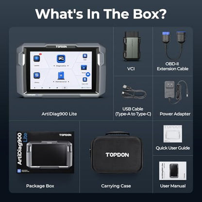 TOPDON OBD2 Scanner, ArtiDiag900 Lite Bi-Directional Diagnostic Tool, All System Automotive Scanner with 8 Reset Services, FCA AutoAuth & CAN-FD, Wireless Car Diagnostic Tool with 8" Large Screen