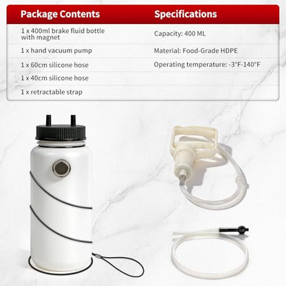 BELEY Motorcycle Brake Bleeder Kit, 400ML Brake Bleeder Bottle Kit One Way Check Valve Hose Bleeding Kit with 23.6 inch Hose for Motorcycle Brake System Repair Maintenance