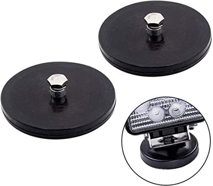 2 Pcs Magnetic Light Bar Mount, Magnetic Work Light Base, Powerful Magnet Mounting Brackets Holder with Rubber Pad for Off-Road Driving Lamp, Curved LED Light Bar, Emergency Light