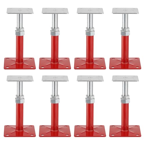 5-8" House Floor Jacks, 5000lbs Mini Screw Jacks, Foundation Jacks Post | Adjustable Crawl Space Jacks For House Leveling, Basement/stair Support, Beam & Floor Sagging Repair, 8 Pack, Red - size: 8X