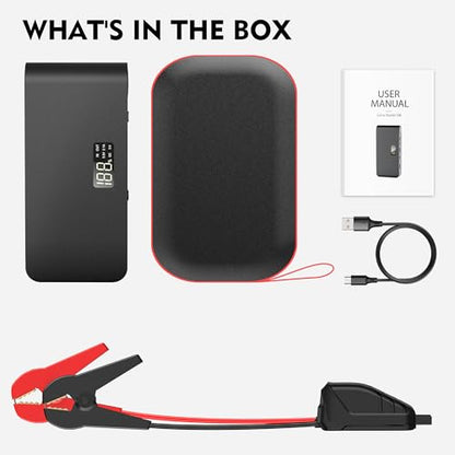 BOOKOO Car Battery Jump Starter 4000A,16000mAh Portable Battery Jumper Cables for Car 8L Gas 7L Diesel Engines,Jump Box with USB QC 3.0 PD 18W Fast Charging,3 LED Modes with SOS for Emergency Use - color: 16000mAh-Black
