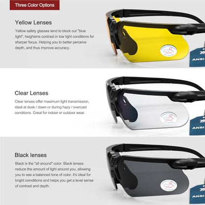 xaegistac Shooting Glasses with Case-Safety Glasses Anti Fog | Z87.1 Certificated Impact Resistance Safety Glasses for Hunting Shooting Sports - color: Clear