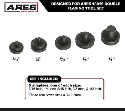 ARES 18020 - Double Flaring Tool Adapter Set - Use on Copper, Aluminum, Soft Steel Brake Line and Brass Tubing - Compatible 18019 Double Flaring Tool - size: Double Flaring Tool Adapter Set