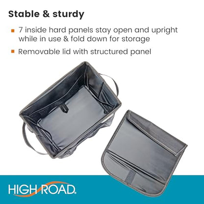Carganizer Small Car Storage Bin with Lid for Trunk, Front Seat or Backseat | Multipurpose Compact Car Organizer Holds Driving Essentials, Cleaning Supplies, Emergency Items and Pet Needs - size: 9 × 9 × 6 inches