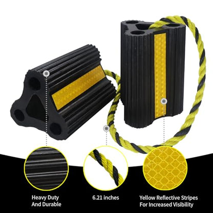 Vacallity RV Wheel Chocks for RV Tire Chock Block Camper Travel Trailer Car Truck, Upgrade Rubber Wheel Chocks with Rope,Easy to Use,Wheel Immobilizers & Chocks (2pair4pack) - size: 6.2" 2pair
