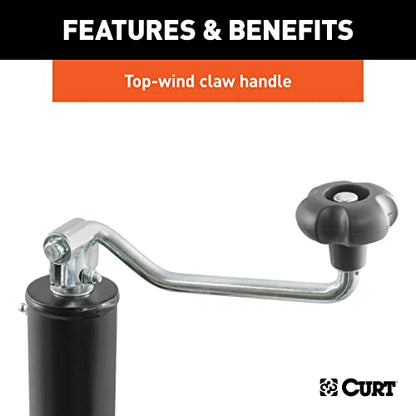 CURT 28320 Weld-On Pipe-Mount Swivel Trailer Jack, 2,000 lbs., 10-3/4 Inches Vertical Travel