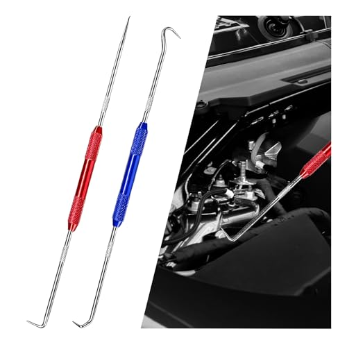 2 PCS Carbon Steel Hook Tool and Pick Set, Precision Double End Hook and Pick Tool Puller Remover, O-Ring Seal Gasket Picks Set Auxiliary Dismantling Fittings for Most Cars (Red+Blue) - color: Red+Blue