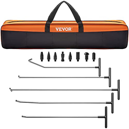 VEVOR Rods Dent Removal Kit, 13 Pcs Paintless Dent Repair Rods, Stainless Steel Dent Rods, Whale Tail Dent Repair Tools, Professional Hail Dent Removal Tool For Minor Dents, Door Dings And Hail Damage - style: 13 Pcs with 5 Rods