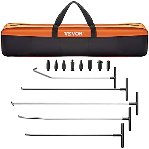 VEVOR Rods Dent Removal Kit, 13 Pcs Paintless Dent Repair Rods, Stainless Steel Dent Rods, Whale Tail Dent Repair Tools, Professional Hail Dent Removal Tool For Minor Dents, Door Dings And Hail Damage - style: 13 Pcs with 5 Rods