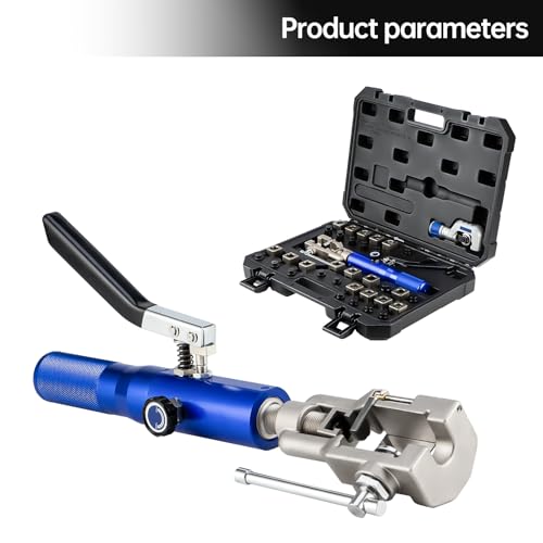 Hydraulic Flaring Tool Kit, Universal Brake Line Flaring Tool Set, 45° Single& Double Flaring Tools,for ISO Bubble Flare