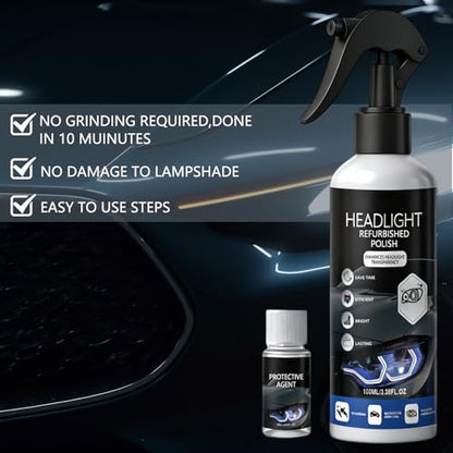2Pcs Car Headlight Restoration Polishing Kits,Headlight Restoration Kit,Headlight Cleaner And Restorer Kit,Fast & Easy Car Headlight Cleaner,Multifunctional Car Headlight Polishing(100ml+20ml)