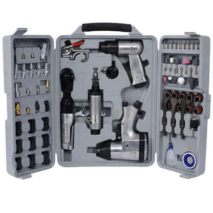 71-Piece Professional Air Tool Kit – 1/2" Impact Wrench, 3/8" Air Ratchet, Die Grinder &Air Hammer–Heavy-Duty CRV Construction,Hose Fittings &Blow-Molded Case–for Mechanics, Garages & DIY