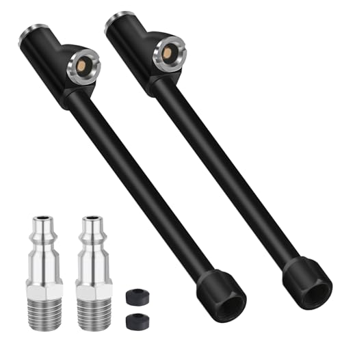 6.2“ Extended Dual Head Air Chuck, 2-Way Connection Closed 1/4" FNPT Tire Air Chuck for Tire Inflator Gauge and Air Compressor Accessories (2 Pack)