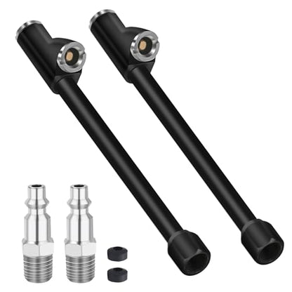 6.2“ Extended Dual Head Air Chuck, 2-Way Connection Closed 1/4" FNPT Tire Air Chuck for Tire Inflator Gauge and Air Compressor Accessories (2 Pack)