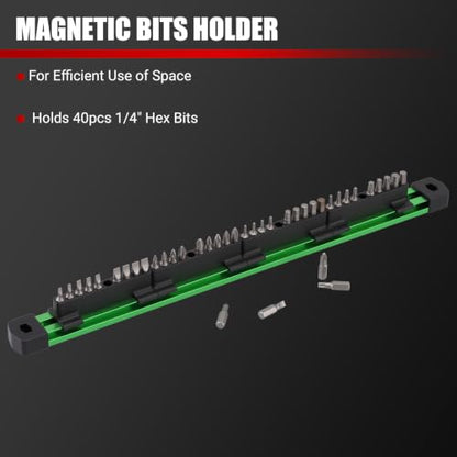 EMENTOL 4-Piece Magnetic Socket Organizer Kit, 1/4'' 3/8'' 1/2'' Drive | Heavy Duty Socket Holder & 1/4'' Drill Bit Organizer, Aluminum Alloy Storage for Tools - size: 4-Piece Set