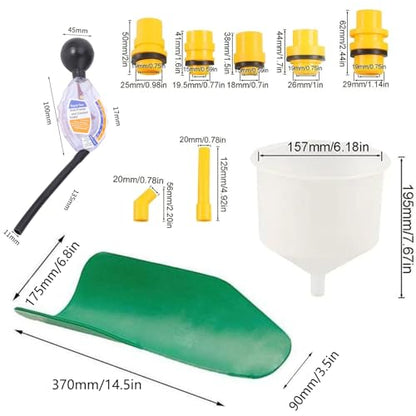 Coolant Filling Funnel Kit with Coolant Tester, Fluid and Oil Set Funnel Flexible Draining Tool