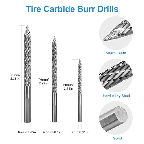 Linkstyle Tire Repair Tools Set, Tire Puncture Repair Prep Kit with Reamer Drill Bits, Buffer Wheel & Patch Roller, Tubeless Tire Repair Tools for Car Truck Motorcycle ATV