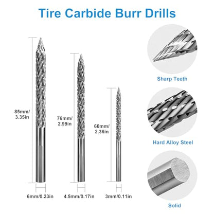 Linkstyle Tire Repair Tools Set, Tire Puncture Repair Prep Kit with Reamer Drill Bits, Buffer Wheel & Patch Roller, Tubeless Tire Repair Tools for Car Truck Motorcycle ATV