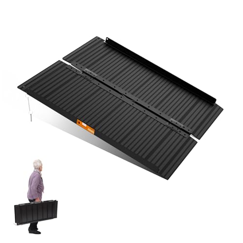 Portable Wheelchair Ramp 4ft, Non-Skid Aluminum Ramps for Wheelchairs for Home Steps, 800 LBS Capacity Handicap Ramp for Doorway, Homes, Threshold, Entry, Stairs 48" Lx 29.2" Wx2H - size: 4FT(Applicable height4"-12")