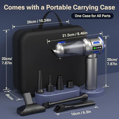 Yomile Mini Vacuum Cleaner, 2 in 1 27000PA Brushless Car Vacuum Air Duster 9000mAh Battery Air Blower Wireless Handheld Vacuum for Car,Office and Home (Blue) - color: Blue