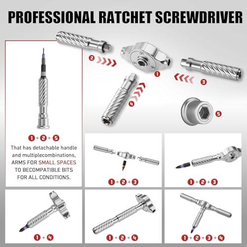 42 in 1 Ratchet Screwdriver Set, Strong Rustproof Magnetic Screwdriver Sets with Premium Storage Case, Ratcheting Screwdriver Set for Furniture Assembly and Disassembly, Glasses, Smart Phone Repair