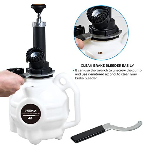 4L Brake Bleeder Kit One Person, Manual Brake Pressure Bleeder | Hand Pump, 0-50Psi Pressure Guage, 1L Brake Bleeder Bottle, For Most European Automotive - size: 4 L Manual Brake Bleeder Kit