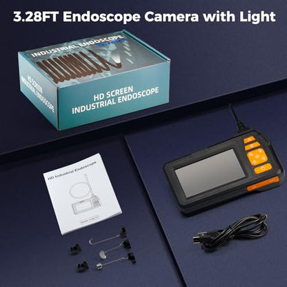 Endoscope ﻿Borescope Camera with Light, Inspection Camera with 4.3" IPS Screen 8 Adjustable LED Lights, IP67 Waterproof, Semi-Rigid Cord Bore Scope for ﻿Sewer Automotive Pipe Equipment﻿