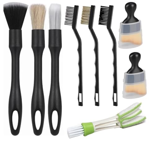 9PCS Car Detailing Brush Set, Complete Auto Cleaning Kit for Interior, Exterior, Air Vents, Dashboard, Wheels, Engine Bay, Scratch-Free Brushes
