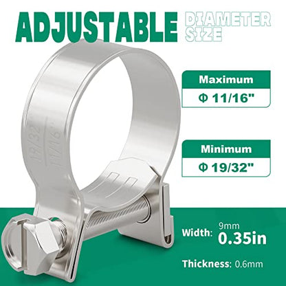 OURU Fuel Line Clamp 304 Stainless Steel,20PCS Adjustable 19/32"-11/16" Dia (15-17mm) Mini Fuel Injection Gas Line Hose Clamps,Pipe Clamp for Automotive,Diesel Petrol Pipe - size: 20PCS 19/32"-11/16" (15-17mm)