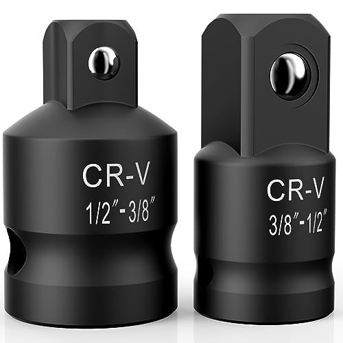 2PCS Impact Socket Adapter and Reducer Set,1/2"to 3/8" & 3/8"to 1/2" Impact Adapter Set Breaker Bar Wrench Conversion Kit Mechanic tools - style: 2PCS