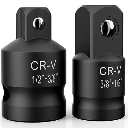 2PCS Impact Socket Adapter and Reducer Set,1/2"to 3/8" & 3/8"to 1/2" Impact Adapter Set Breaker Bar Wrench Conversion Kit Mechanic tools - style: 2PCS