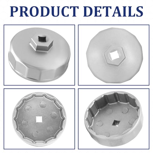 Heavy Duty 74mm 14 Flutes Oil Filter Wrench, Oil Filter Tool, 3/8" Square Drive Oil Filter Removel Tools, Oil Housing Cap Socket Remover Compatible with Toyota Porsche Audi Mazda Tribute