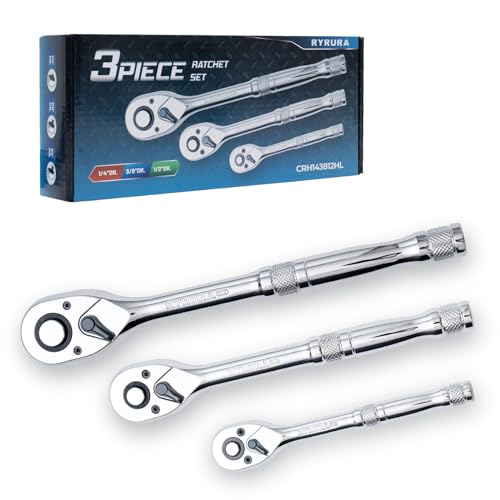 1/4 3/8/ 1/2 Inch Drive Ratchet Wrench Set,3-Piece Standard Socket Wrench Set,72-Tooth Quick Release,Reversible Ratcheting Feature with Metal Handle - size: 1/4-inch+3/8-inch+1/2-inch Set, style: Standard-Metal handle