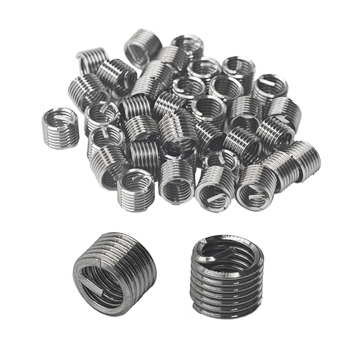 50PCS M5 x 0.8mm x 2D Wire Thread Inserts, 304 Stainless Steel Helical Coil Repair Kit, Metric Wire Sleeve for Stripped Threads in Metal Components - size: M5 x 0.8mm x 2D