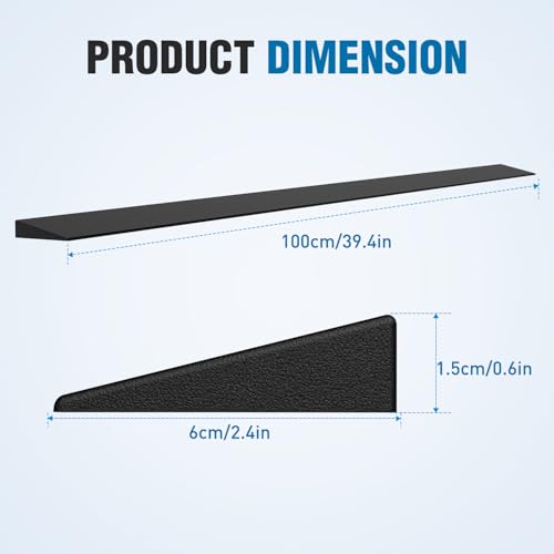 Nilight 0.6" Rise Threshold Ramp for doorways, 39.4" Wide Low Profile Cuttable Rubber Wheelchair Access Door Ramp for Doorway, Curb, Home Steps, Bathroom - size: 0.6" Rise