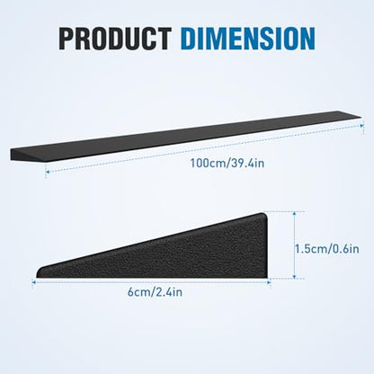Nilight 0.6" Rise Threshold Ramp for doorways, 39.4" Wide Low Profile Cuttable Rubber Wheelchair Access Door Ramp for Doorway, Curb, Home Steps, Bathroom - size: 0.6" Rise