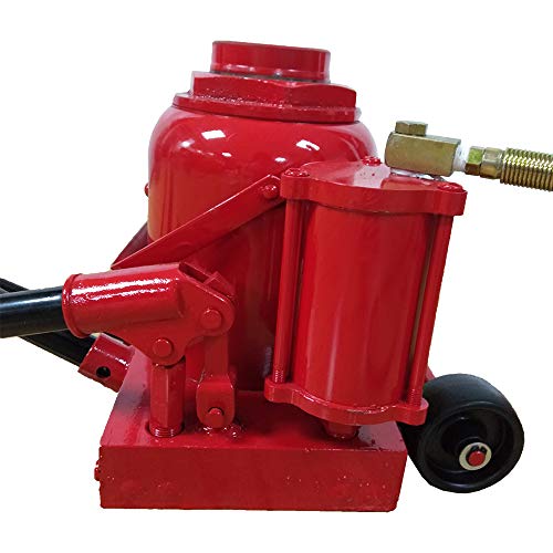 Bottle Jack 50 Ton Air Pneumatic Hydraulic Bottle Jack 110000LBS | with Manual Hand Pump For Automotive Car Truck Travel Trailer Repair Shop Lift Tool Red